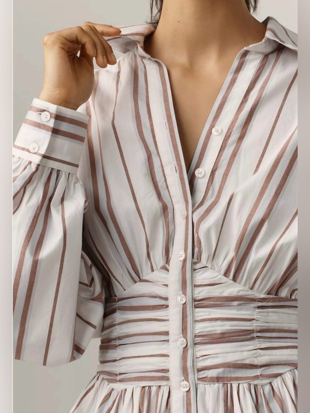 Anthropologie Striped High Low A-Line Mini Shirt Dress M NWT - Picture 7 of 16